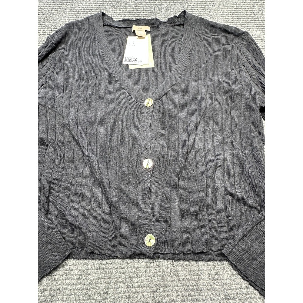 H&M‎ Cardigan Sweater Womens Small Button Front Ribbed Knit Cropped Lightweight